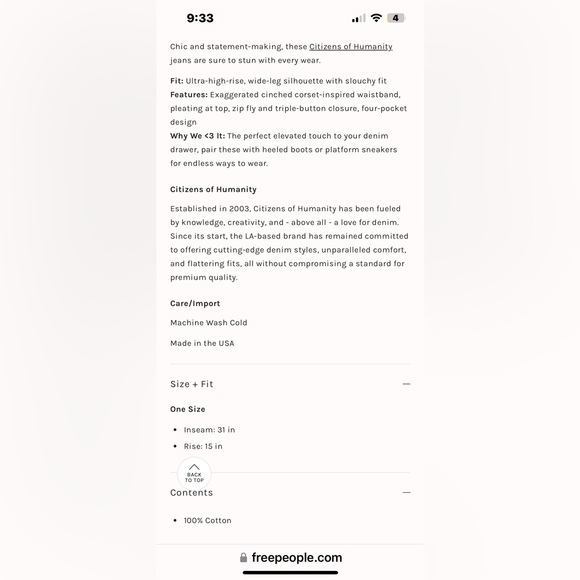 NWT Citizens of Humanity Samira Corset Baggy Jeans In Ambrosia MSRP $368 Size 29 - Picture 7 of 15